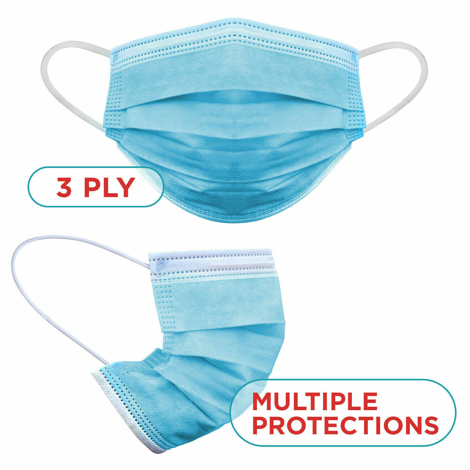 Face Masks 10 / 50 Packs 3Ply Disposable PPE Cotton Filter Mask w